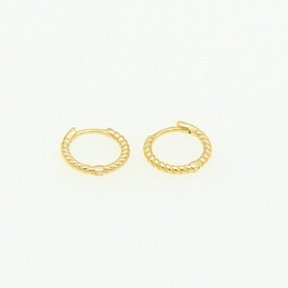 14K Gold Layered Twist Huggie Hoop Earrings - Sml